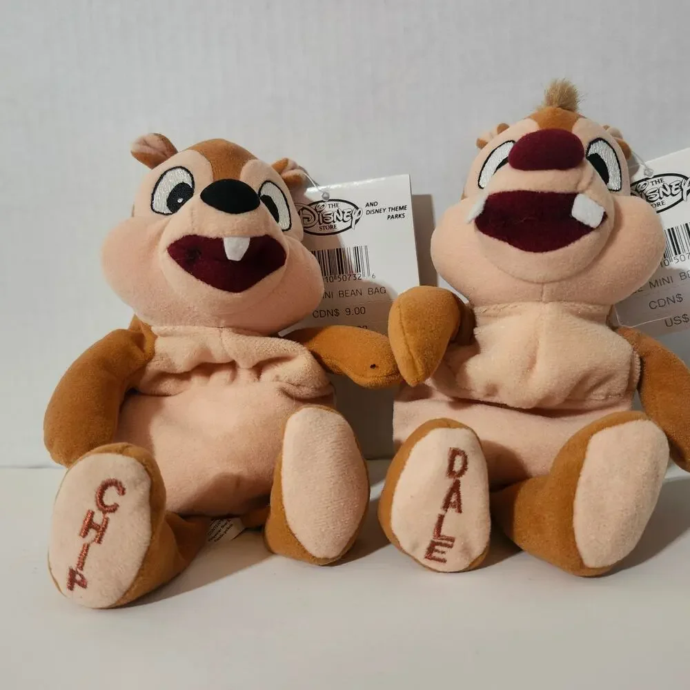 Disney Store Chip & Dale Mini Bean Bag Plush Set NWT Tagged Pair